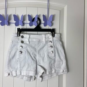 EUC American Eagle women’s white next level stretch hi-rise shortie denim shorts